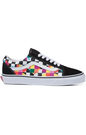 (5KRFB05) Floral Checkerboard Old Skool Shoes - Black/True White