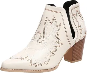 Ankle Boots Women Cowboy Boots Chunky Heels Boots for Women Pull on Squared Heels Pointed Toe Fashion Women Boots