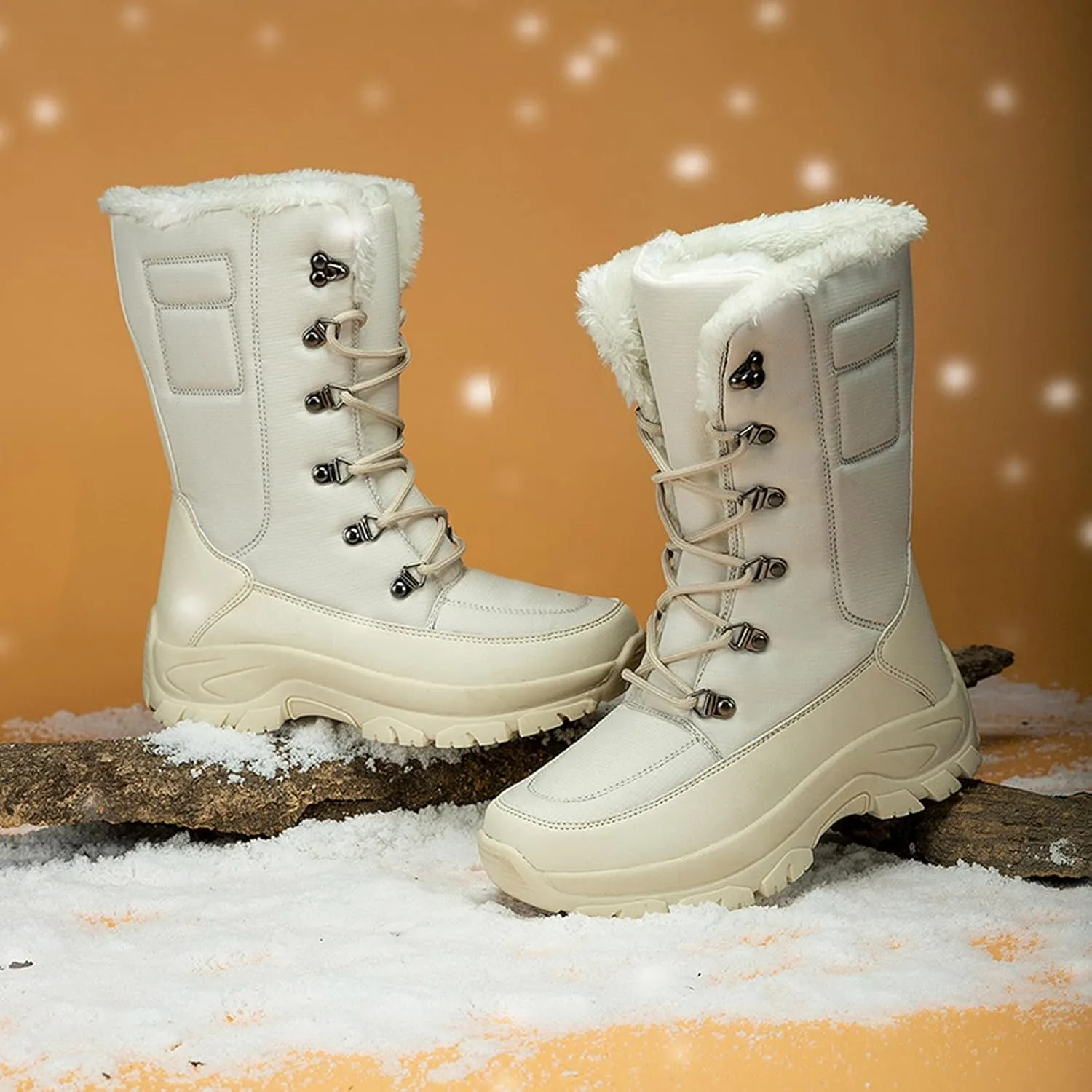 Boots Warm Boots Water Proof Keep Women Toe Snow Shoes Plus Round Velvet Lace Up Flat Women's Boots Comfy Winter Boots