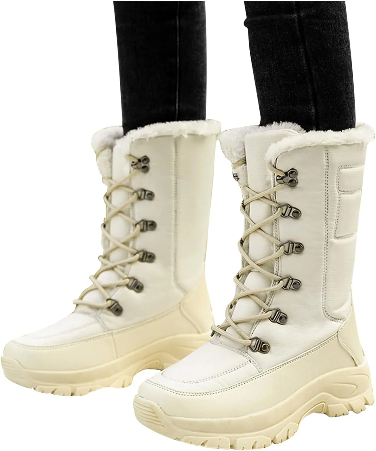 Boots Warm Boots Water Proof Keep Women Toe Snow Shoes Plus Round Velvet Lace Up Flat Women's Boots Comfy Winter Boots