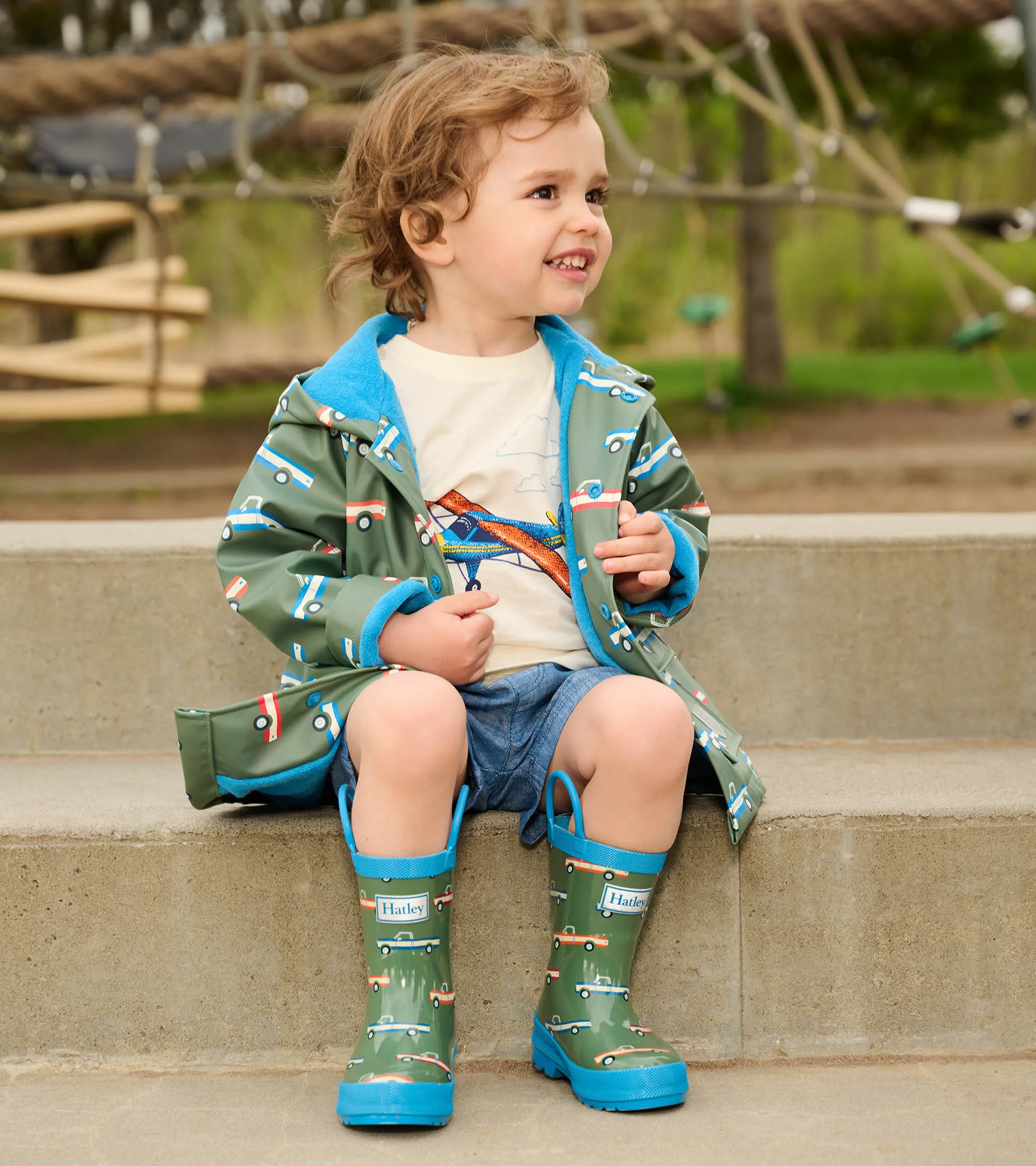 Boys Big Trucks Rain Boots with Handles