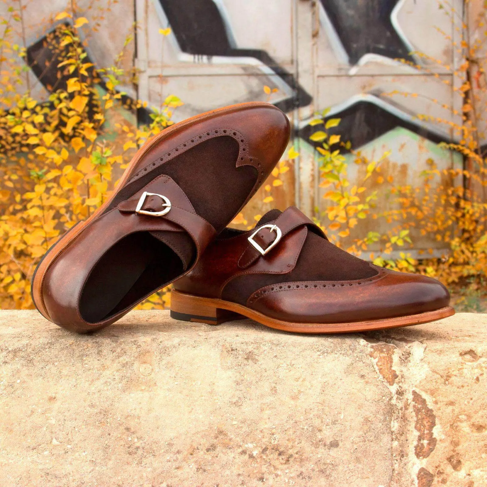 Chaz Single Monk Patina Shoes