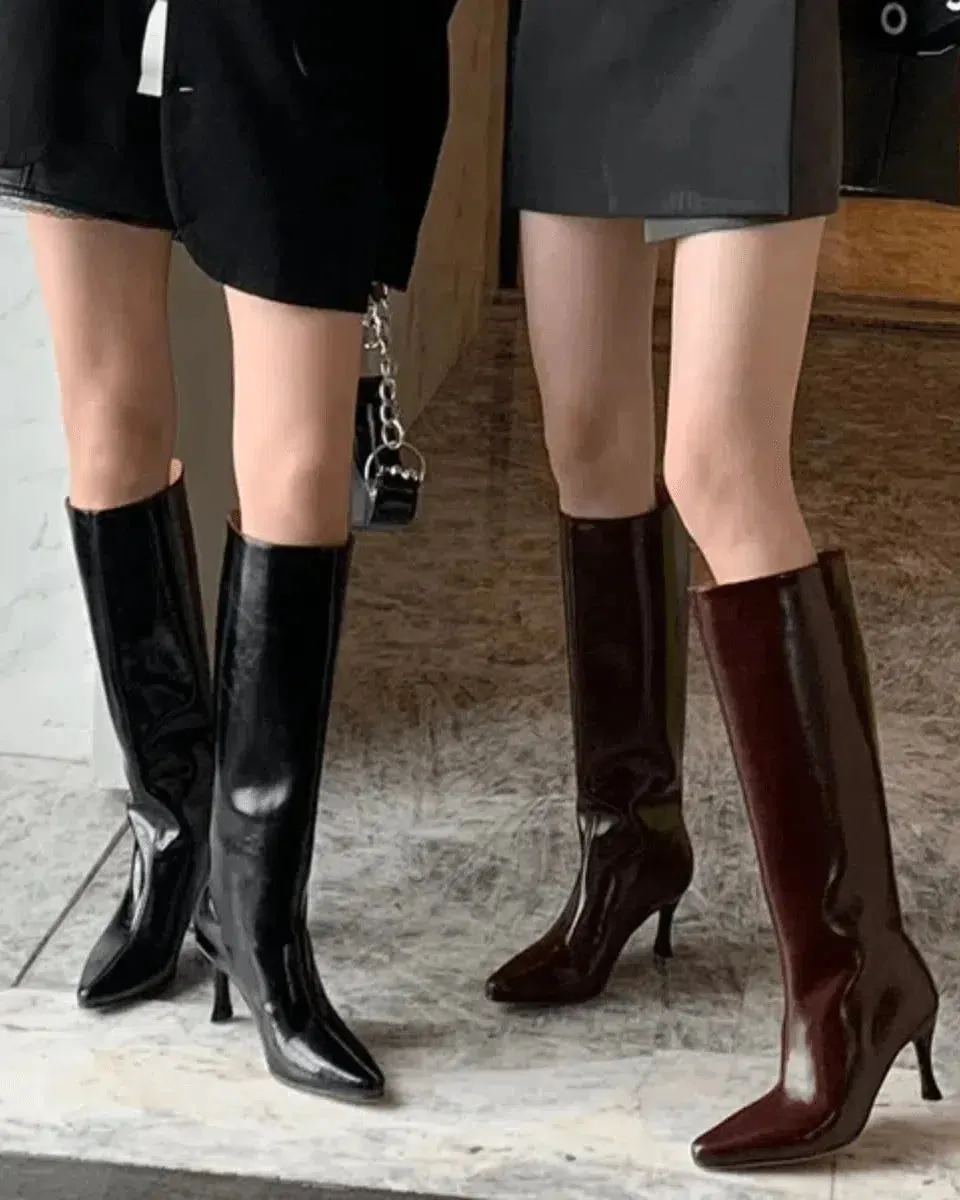 Donatella – Knee-high design – Faux leather heeled boots