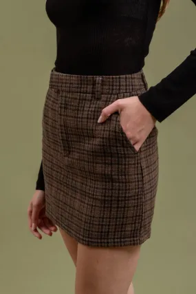 Edgy Forecast Brown Plaid Mini Skirt