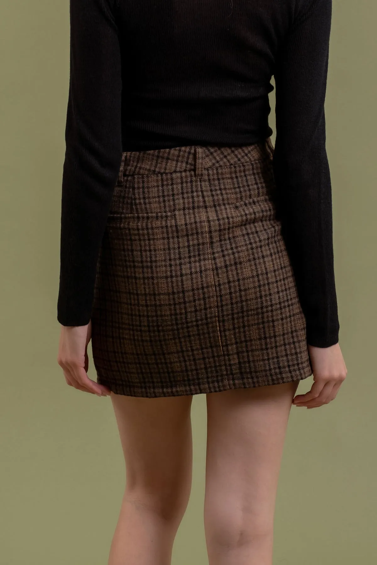 Edgy Forecast Brown Plaid Mini Skirt