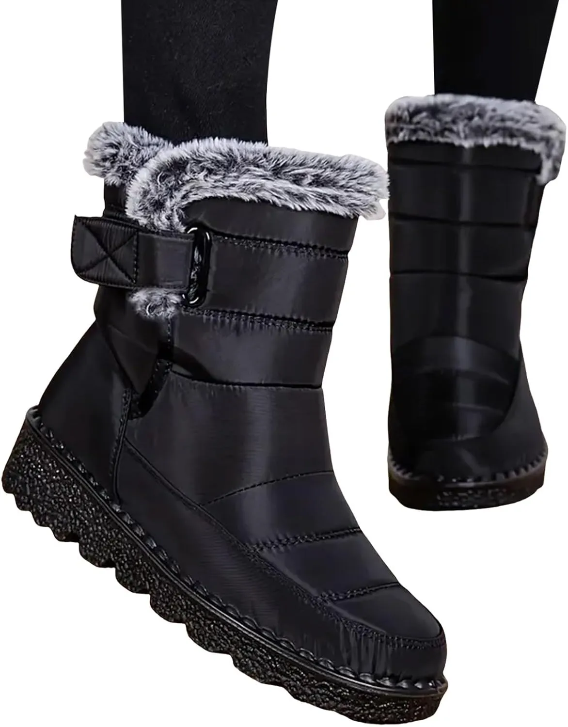Fashion Couple Men Women Winter Water Proof Flat Hook Loop Keep Warm Snow Boots Comfortable Mid Mens Wide Width