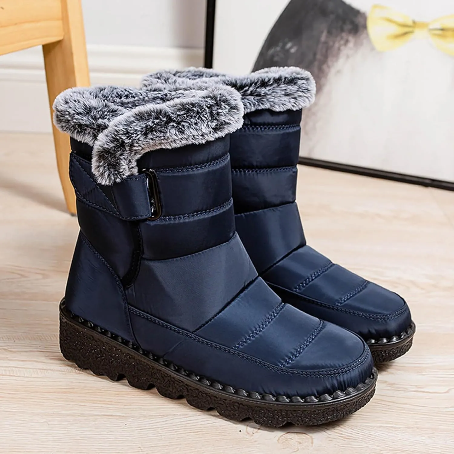 Fashion Couple Men Women Winter Water Proof Flat Hook Loop Keep Warm Snow Boots Comfortable Mid Mens Wide Width