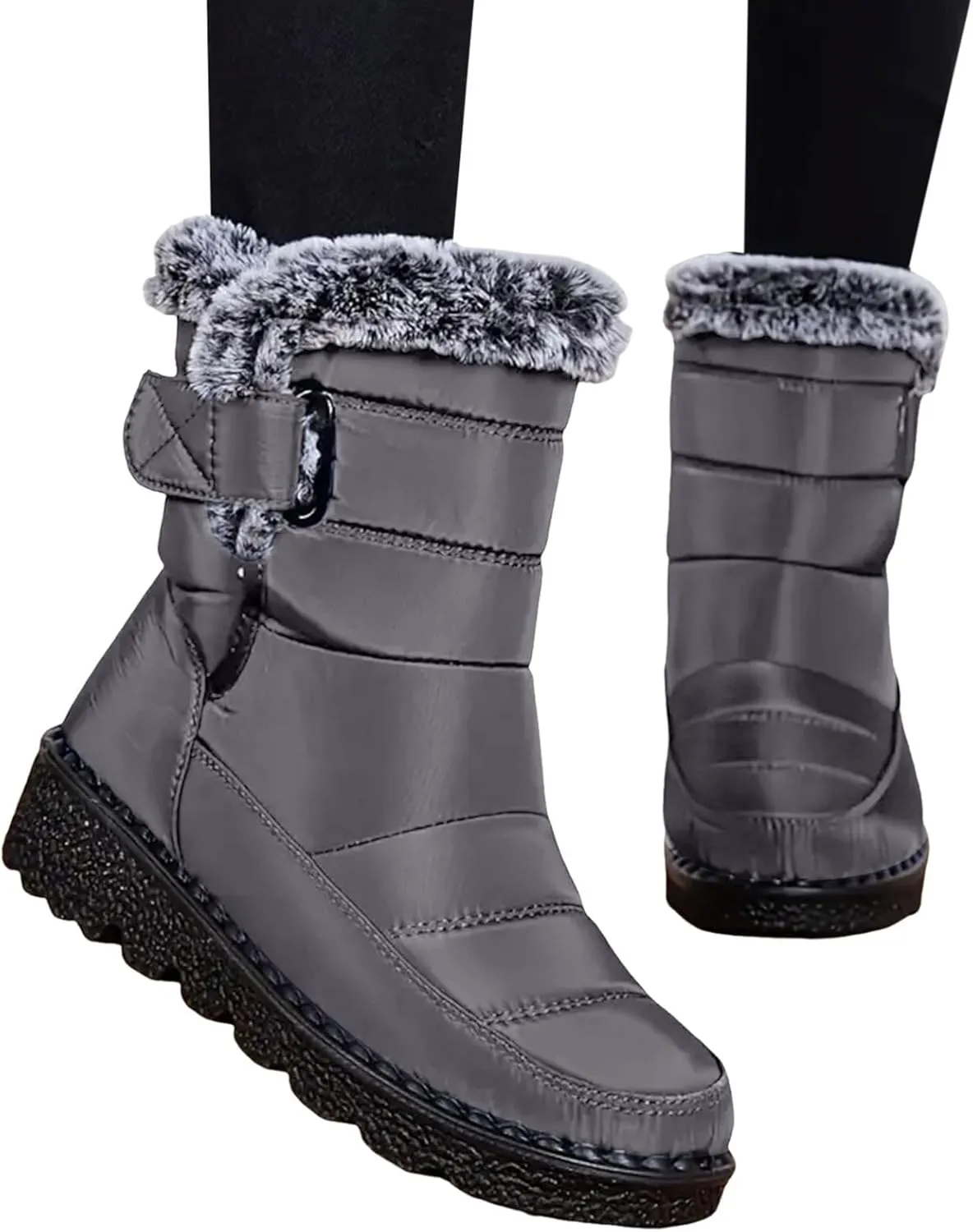 Fashion Couple Men Women Winter Water Proof Flat Hook Loop Keep Warm Snow Boots Comfortable Mid Mens Wide Width