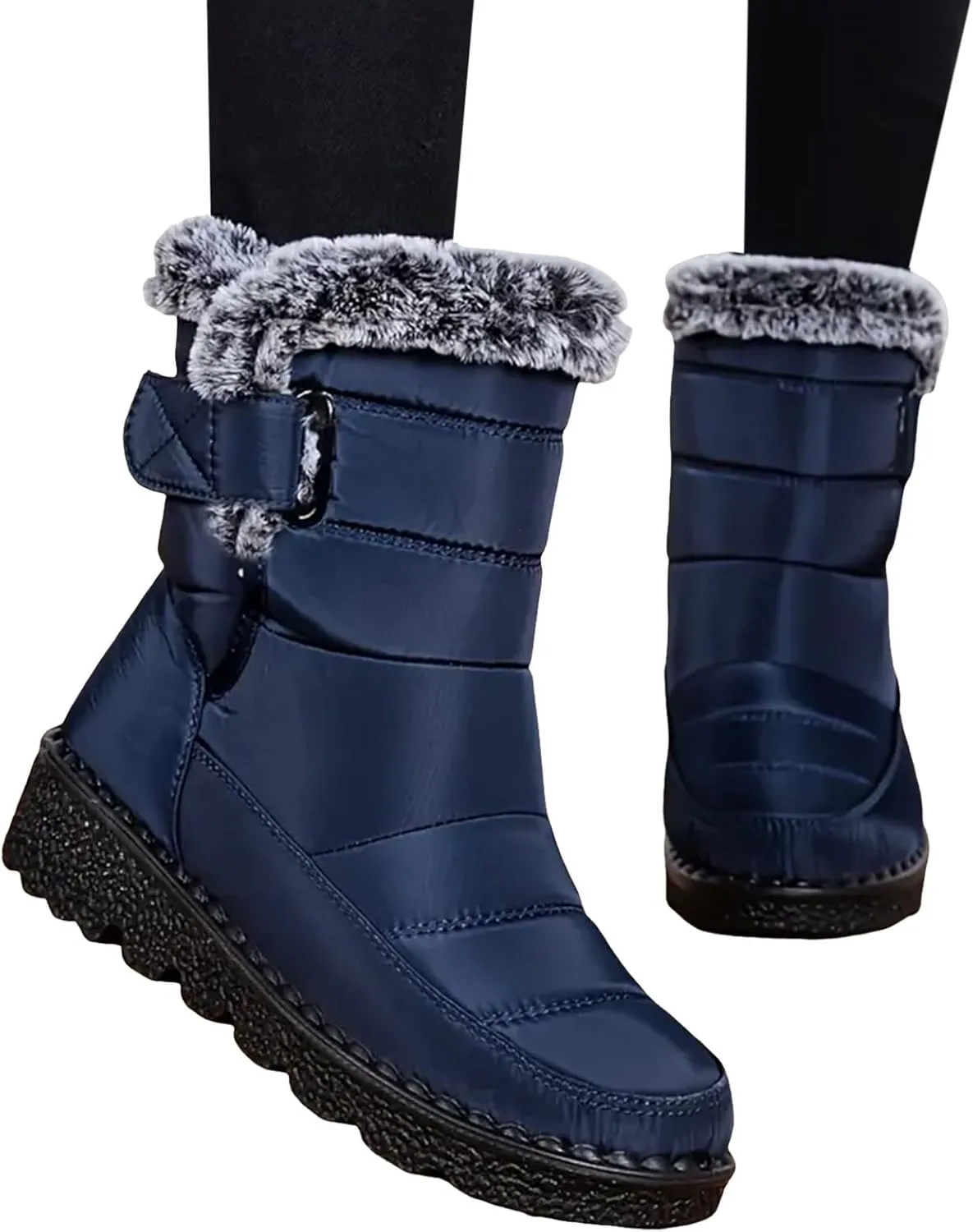 Fashion Couple Men Women Winter Water Proof Flat Hook Loop Keep Warm Snow Boots Comfortable Mid Mens Wide Width