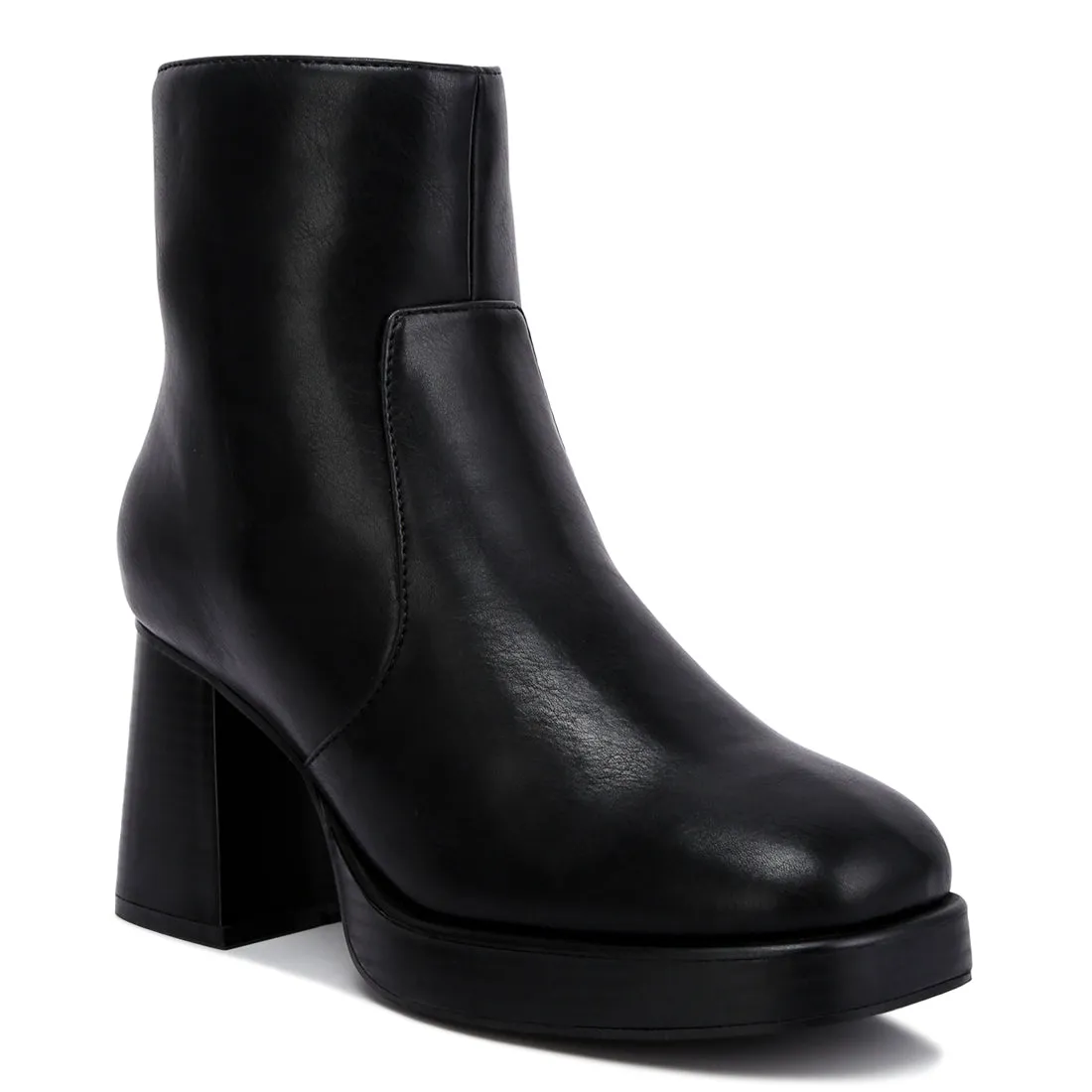 Faux Leather Side Zipper Closure Boots
