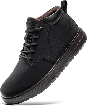 FLYLAND Men's Fashion Sneakers Chukka Boots Lace Up Leather Ankle Dress Boot Lightweight Walking Driving Shoes