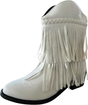 Hiking Boots Women Women's Mid Calf Tassel Cowboy Boots Embroidery Low Heels Western Bootie For Ladies Fall Winter