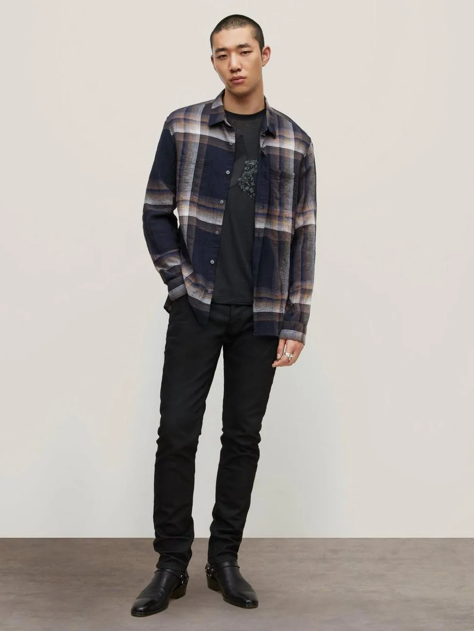 John Varvatos Cole Regular Fit LS Shirt - Navy
