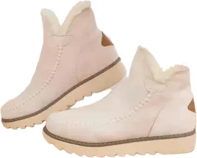 Ladmiple Boots for Women Ankle Booties with Fur High-top Winter Snow Boots Slip on Warm Comfortable Outdoor Walking Shoes