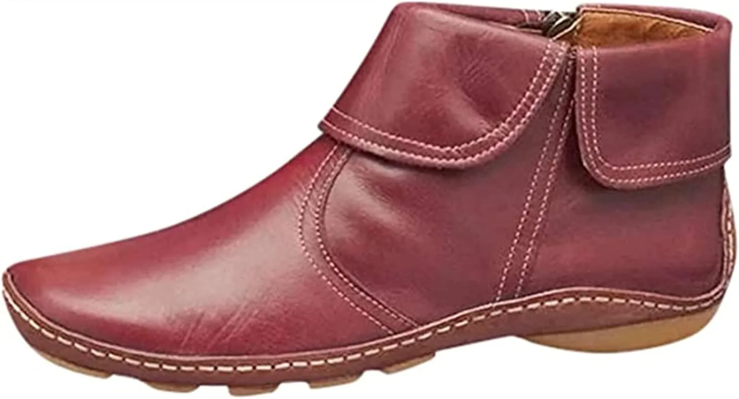 Ladmiple Cowgirl Boots Women Short Booties Western Cowboy Ankle Booties Fashion Casual Combat High Top Walking Shoes