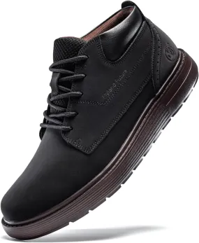 Men's Chukka Boots Casual Fashion Sneakers Lace Up Leather Ankle Boots Slip On Lightweight Walking Driving Shoes