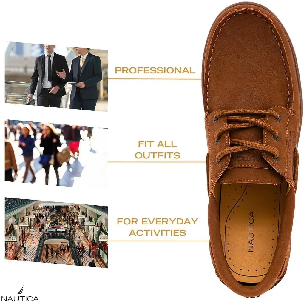 Nautica Men's Dress Boat Shoe, Casual Loafer Lace-Up Fashion Sneaker with Cushioned Insole – Comfortable, Lightweight and Durable