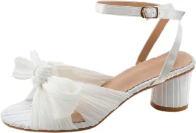 Sandals Women Bow Knot Heeled Sandals Open Toe High Block Heels Ankle Strap Chunky Heels Bride Wedding Shoes