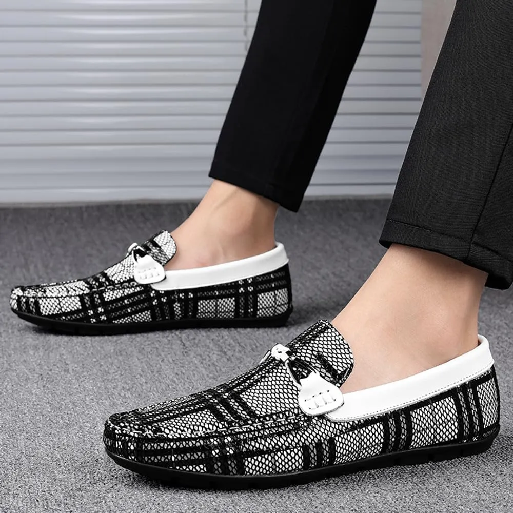 Santimon Men's Boat Shoes Genuine Leather Loafers Driving Moccasin Slip-on Loafers Walking Shoes for Men