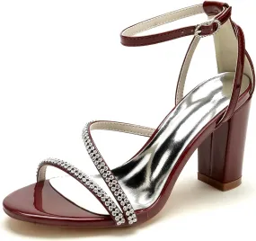 Slingback Block Heel Heeled Sandals Pumps Chunky Heels for Women Dressy Peep Toe Wedding Dress Shoes Bridal Shoes for The Bride