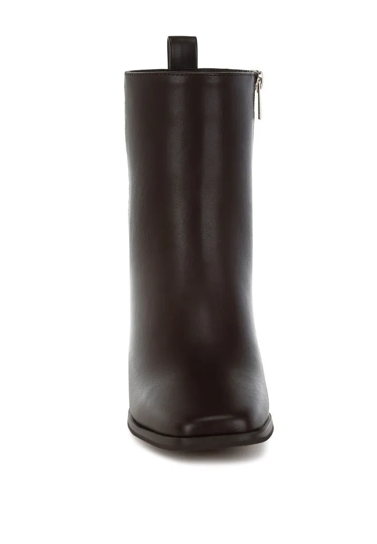 Square Toe Faux Leather Ankle Boots
