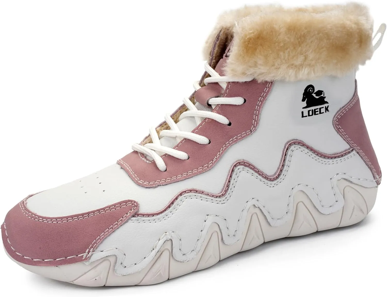 Waterproof Lace Up Ankle Boots for Women's Outdoor Warm Snow Boots Fur Lined Handmade Leather beck Boot Casual Non Slip Breathable Chukka Boots for Walking Hiking Driving