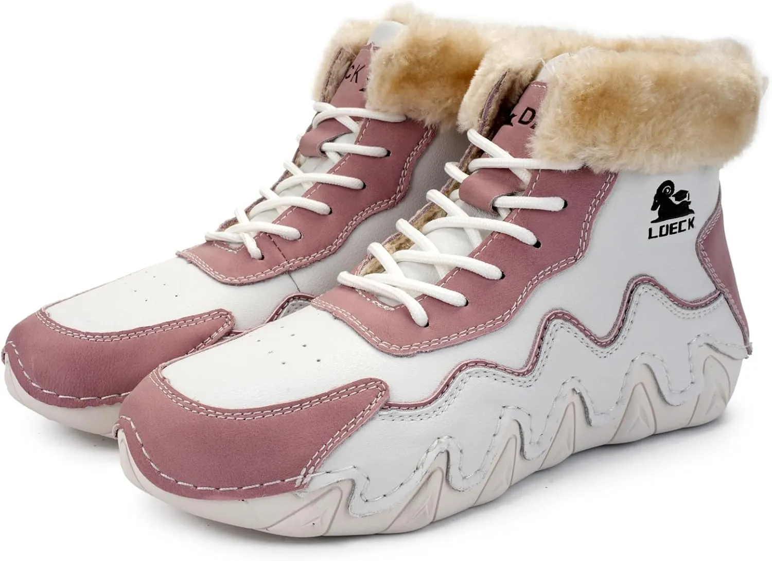 Waterproof Lace Up Ankle Boots for Women's Outdoor Warm Snow Boots Fur Lined Handmade Leather beck Boot Casual Non Slip Breathable Chukka Boots for Walking Hiking Driving