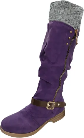 White Cowgirl Boots Suede Zipper Thigh High Boots Low Heels Knee High Boots Over Knee Tall Long Bootie