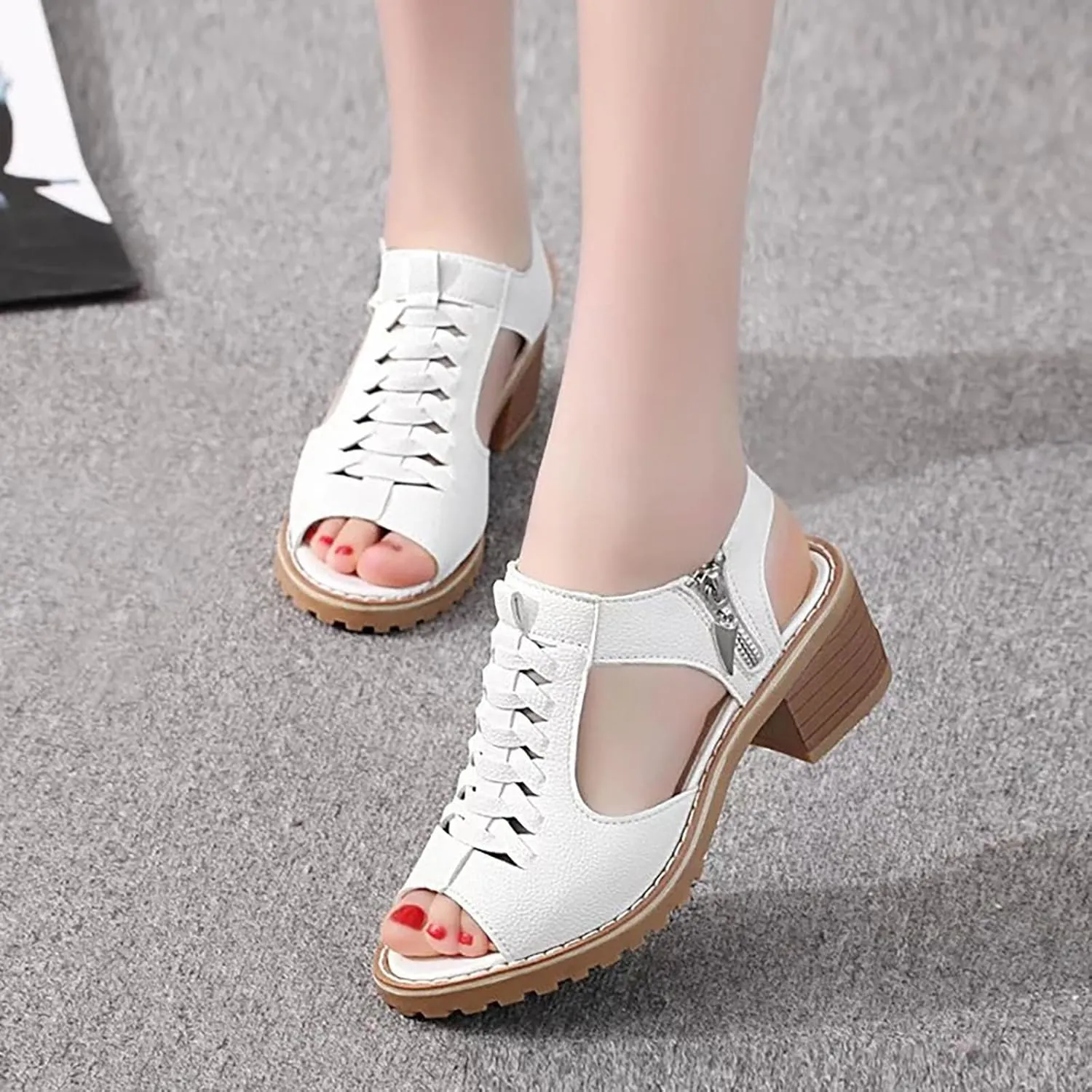 Women Sandals Platform Heels for Women Lightweight Chunky Open Toe Stylish Sandals with Adjustable Ankle Strap