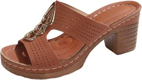 Women'S Chunky Low Heels Open Toe Heels Toe Square Heels Comfortable Beach Shoes Sandals Slippers