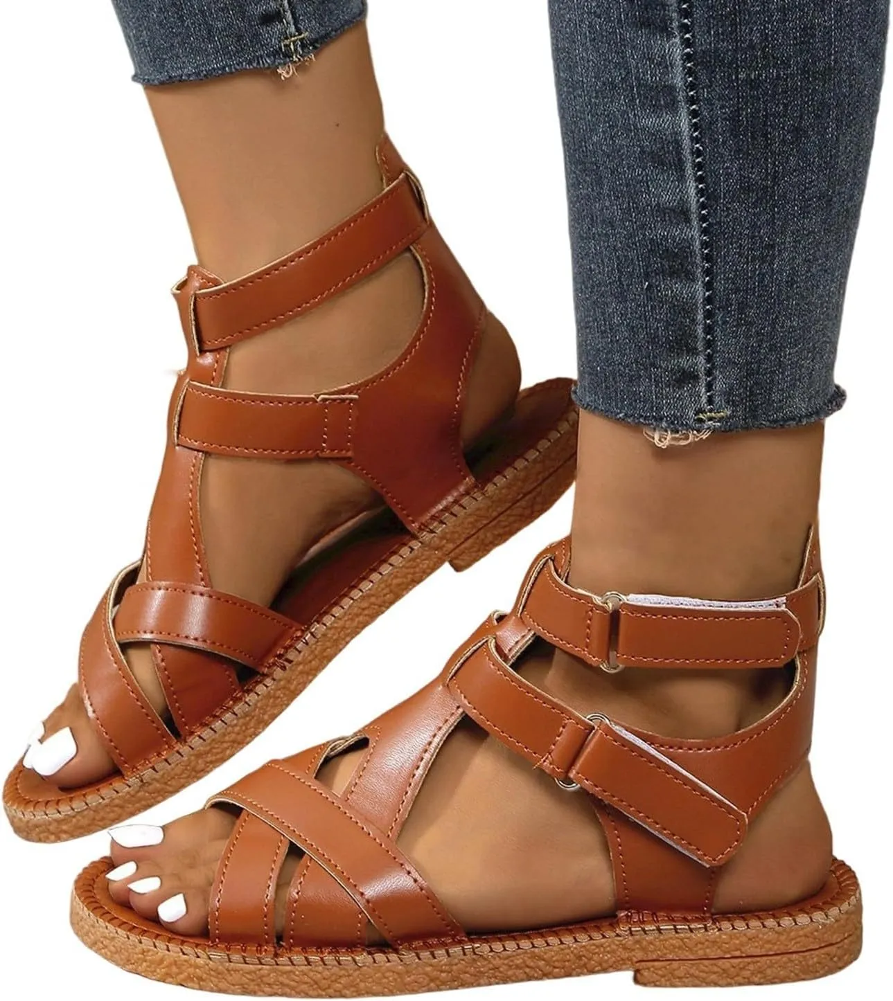 Women's Comfortable Casual Sandals Open Toe Flat Heel Slip On Summer Beach Walking Shoes for Outdoor Vacation