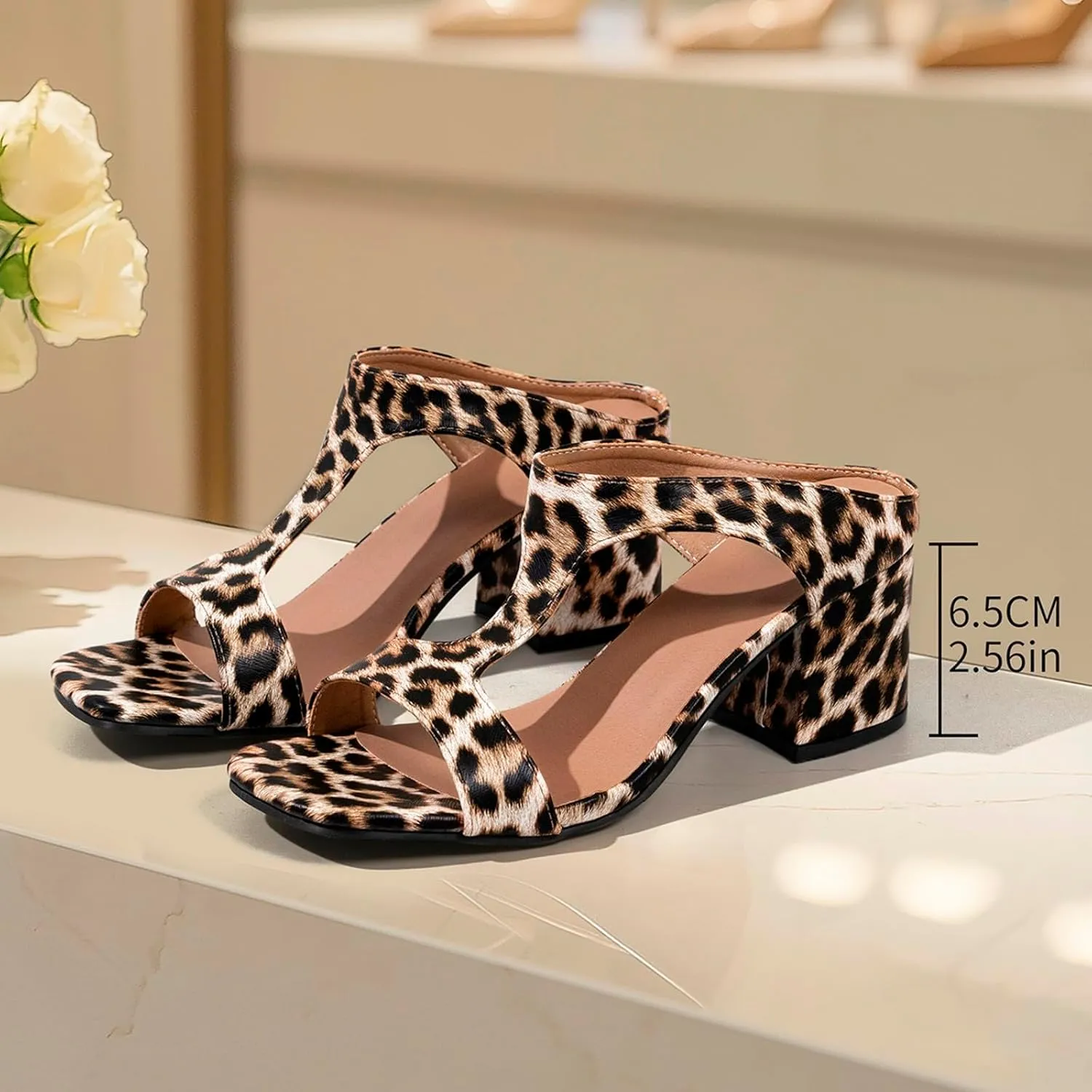 Womens Sandals Block Heeled Summer Sandals Open Toe Slippers Mid Heels Party Dress Sandals Wedding Prom Shoes