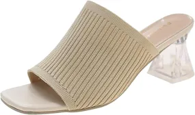 Womens Sandals Block Heeled Summer Sandals Open Toe Slippers Mid Heels Party Dress Sandals Wedding Prom Shoes