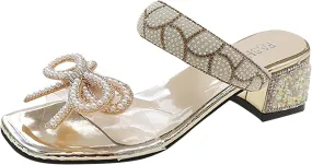 Womens Sandals Block Heeled Summer Sandals Open Toe Slippers Mid Heels Party Dress Sandals Wedding Prom Shoes