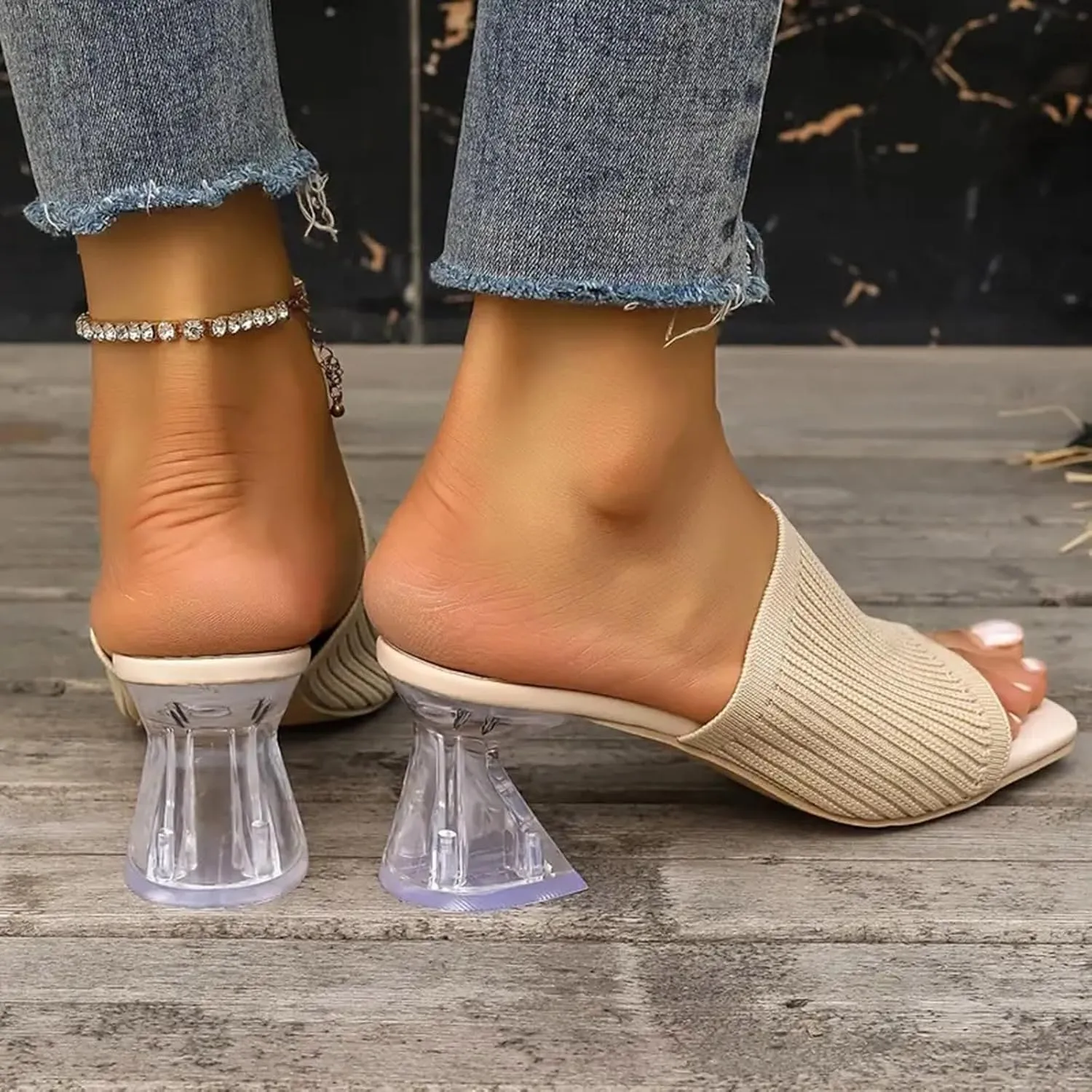 Womens Sandals Block Heeled Summer Sandals Open Toe Slippers Mid Heels Party Dress Sandals Wedding Prom Shoes