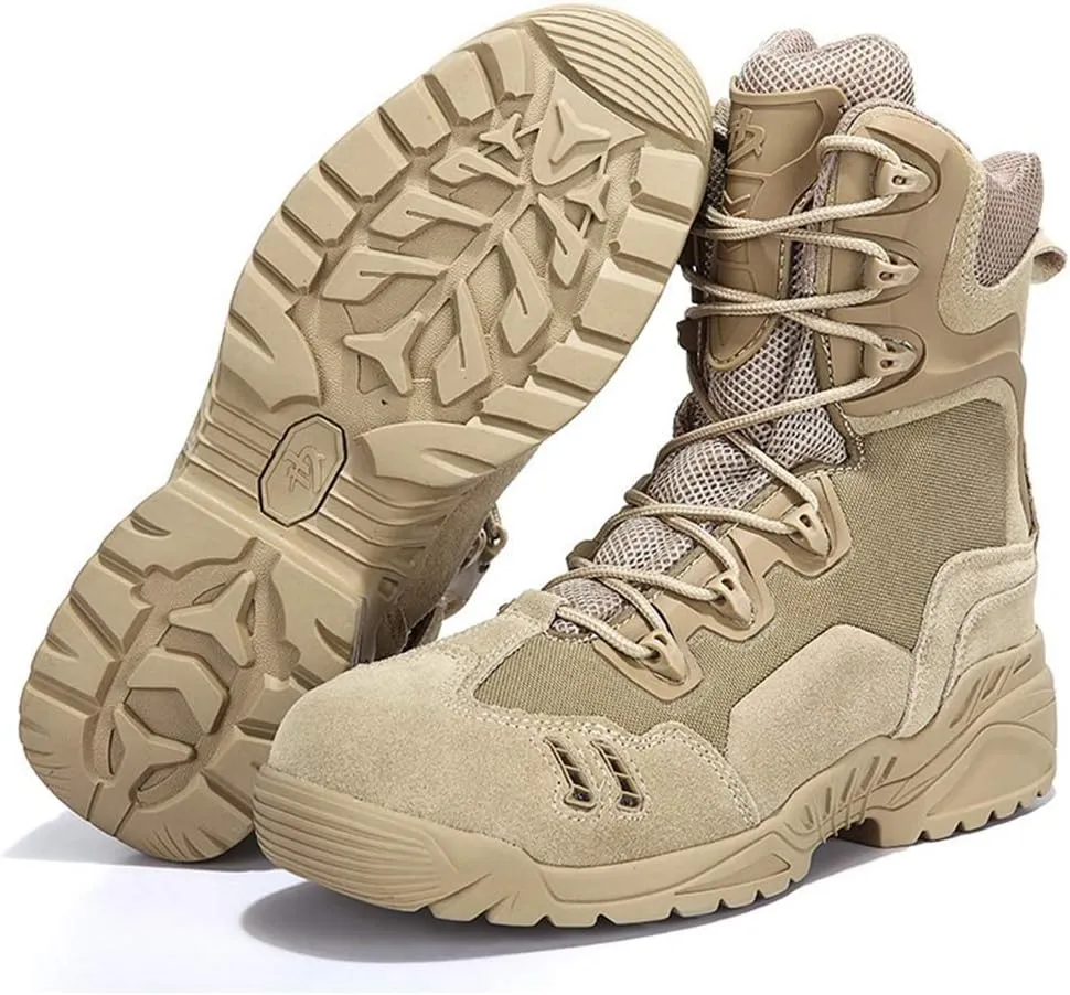 Wygwlg Men's Outdoor Military Boots Summer Hiking Shoes Desert Tactical Boots Lace Up Hiking Footwear Plus Size